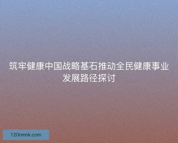 筑牢健康中国战略基石推动全民健康事业发展路径探讨
