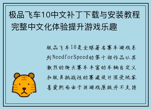 极品飞车10中文补丁下载与安装教程 完整中文化体验提升游戏乐趣